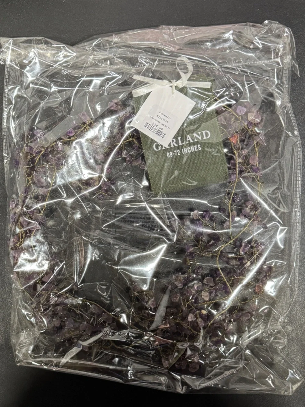 Anthropologie Terrain Stone Amethyst Garland 69 to 72 Inches (Z26e)